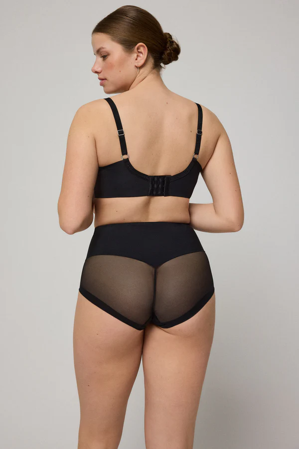 Braga alta reductora tejido de tul compresión media negro - Imagen 2