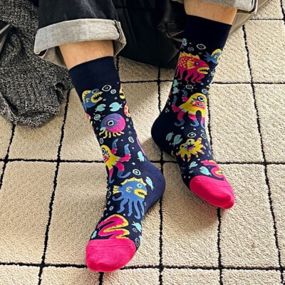 Calcetines divertidos de algodón "sin costuras". MONSTRUOS MARINOS