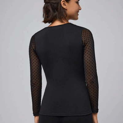 TÉRMICO Camiseta manga larga detalle tul negro