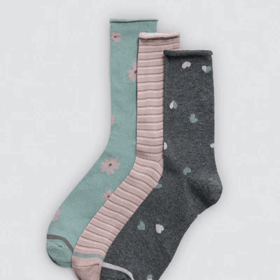 Pack 3 calcetines sin puño estampados