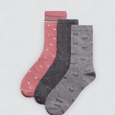 Pack 3 calcetines estampados mascotas
