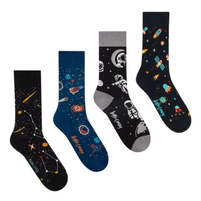 Pack regalo con 4 pares diferentes de calcetines + caja COHETE