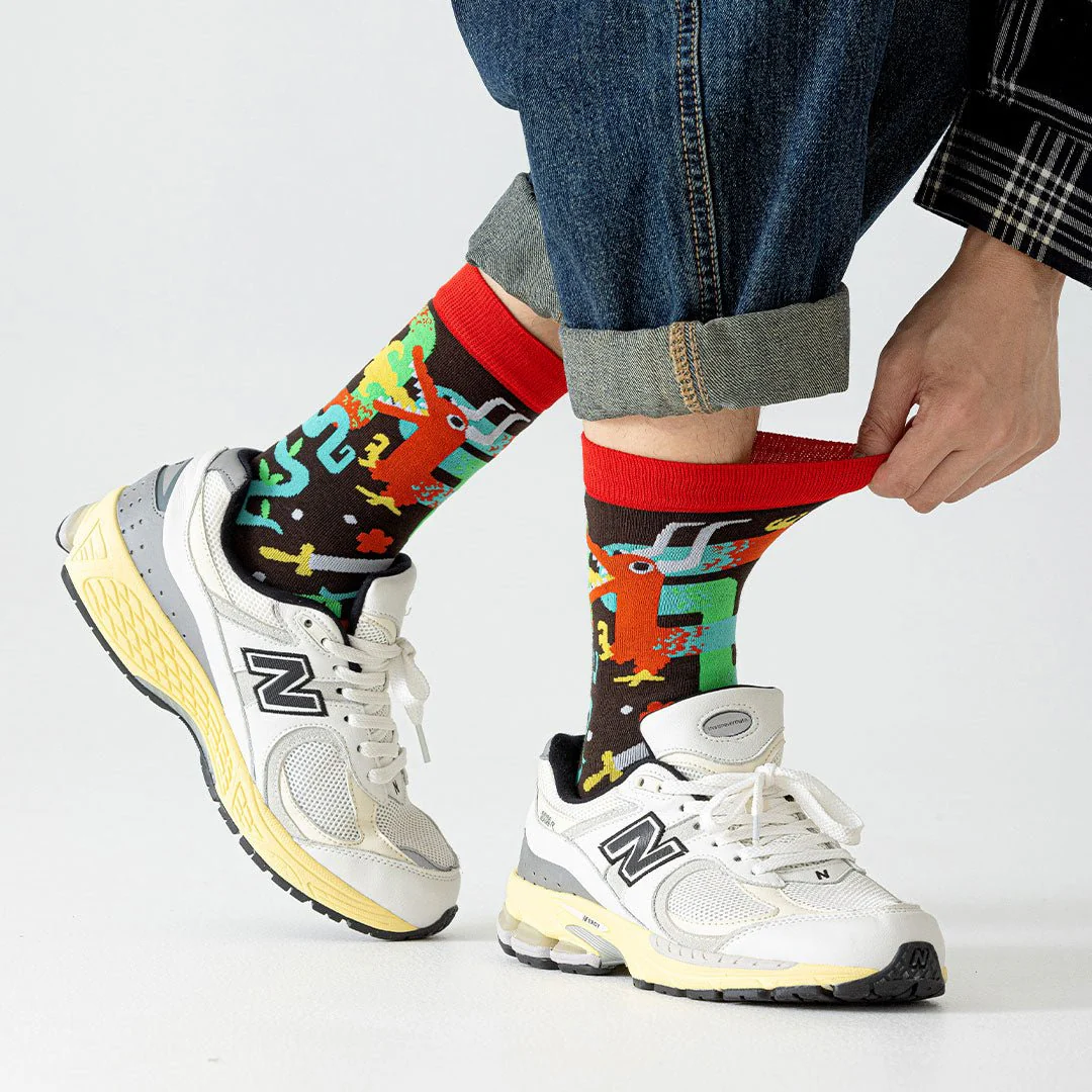 Calcetines divertidos de algodón. DRAGÓN ROJO - Imagen 3