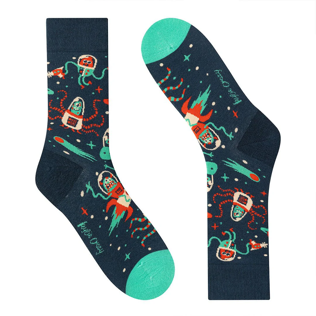 Calcetines divertidos de algodón. MONSTRUOS ESPACIALES - Imagen 2
