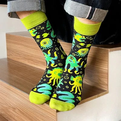 Calcetines divertidos de algodón. MONSTRUOS MARINOS VERDES