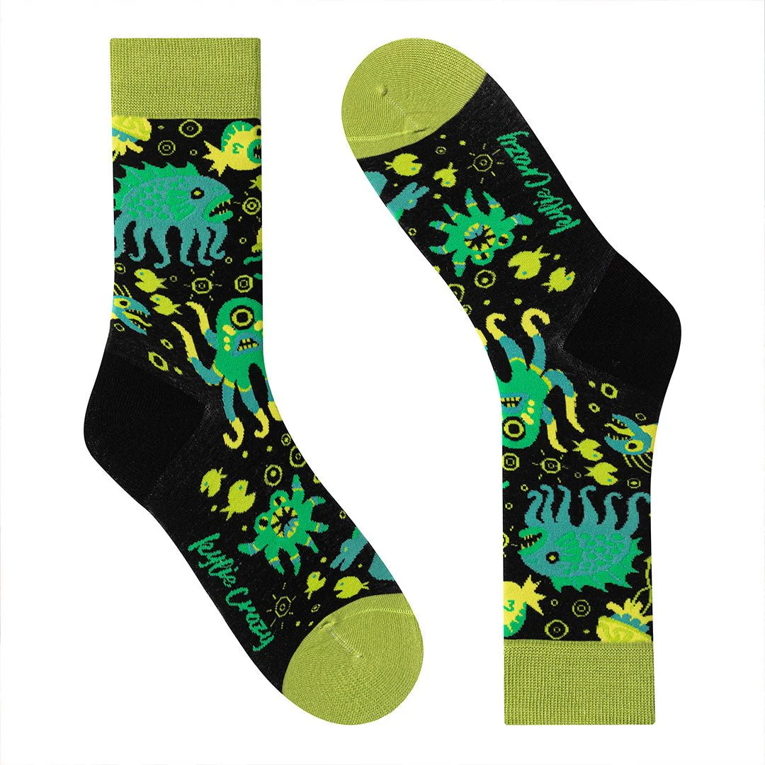 Calcetines divertidos de algodón. MONSTRUOS MARINOS VERDES - Imagen 2
